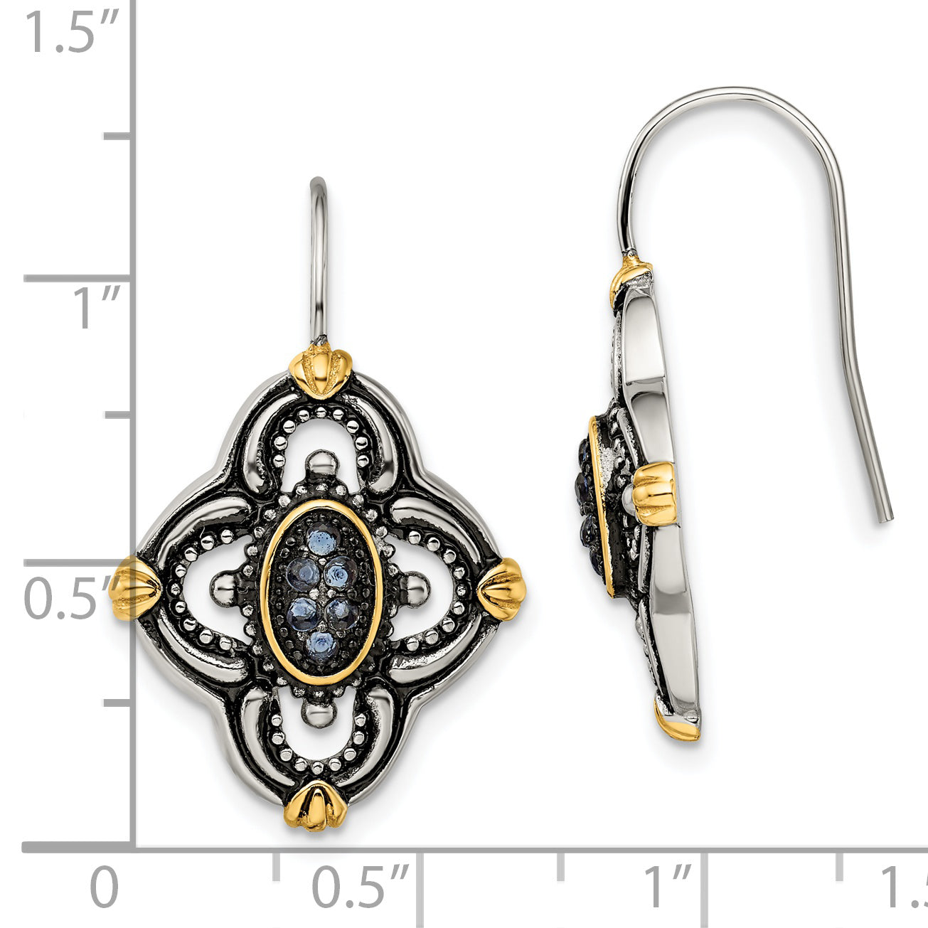 Blue Glass Drop Earrings in Gold-Tone Stainless Steel