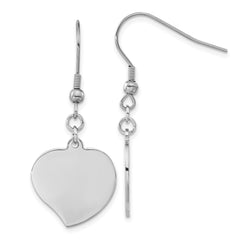 Stainless Steel Polished Heart Shepherd Hook Dangle Earrings