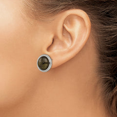 Sophia Jewelers Labradorite Stainless Steel Polished Button Earrings