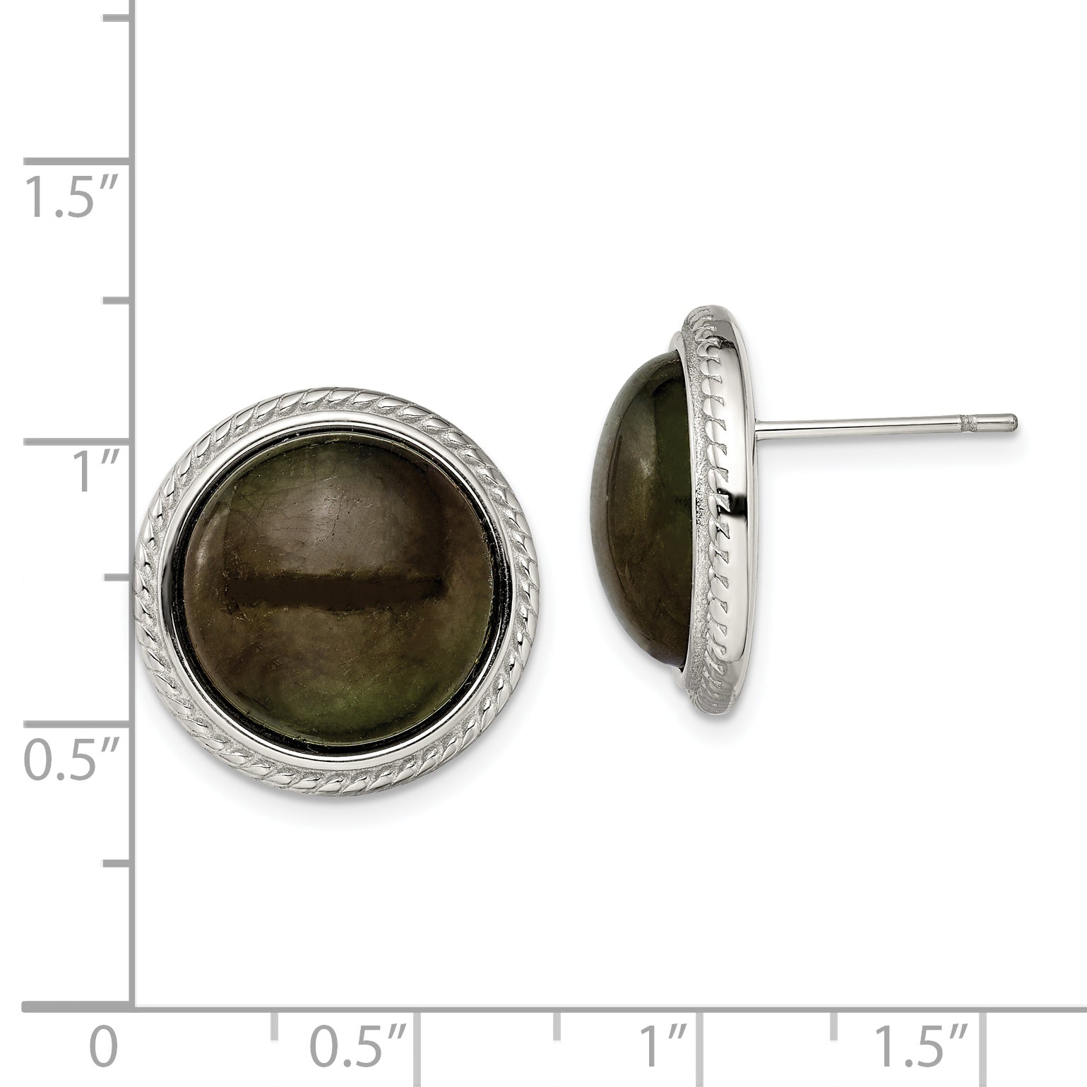 Sophia Jewelers Labradorite Stainless Steel Polished Button Earrings