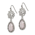 Rose Quartz Dangle Earrings in Stainless Steel