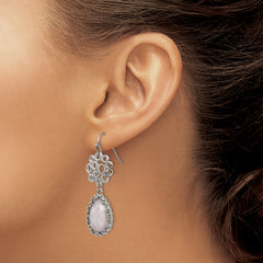 Stainless Steel Rose Quartz Dangle Earrings for Women by Sophia Jewelers