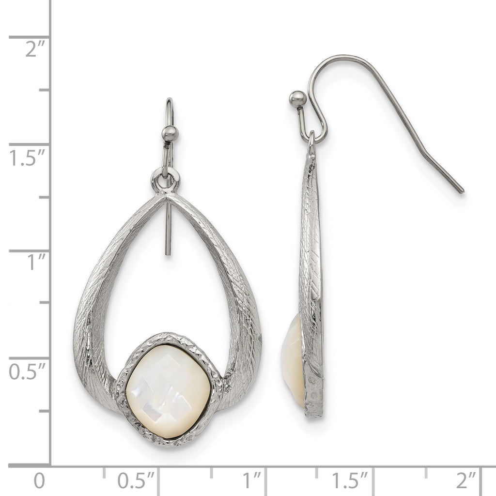 Sophia Jewelers Stainless Steel Mother of Pearl Dangle Earrings Elegant Gift Ready