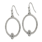 CZ Shepherd Hook Drop Earrings in Stainless Steel