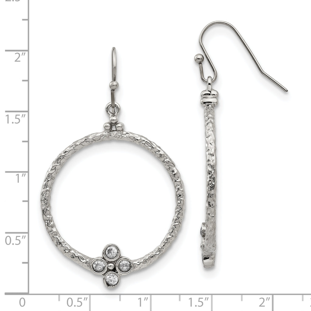 CZ Shepherd Hook Drop Earrings in Stainless Steel
