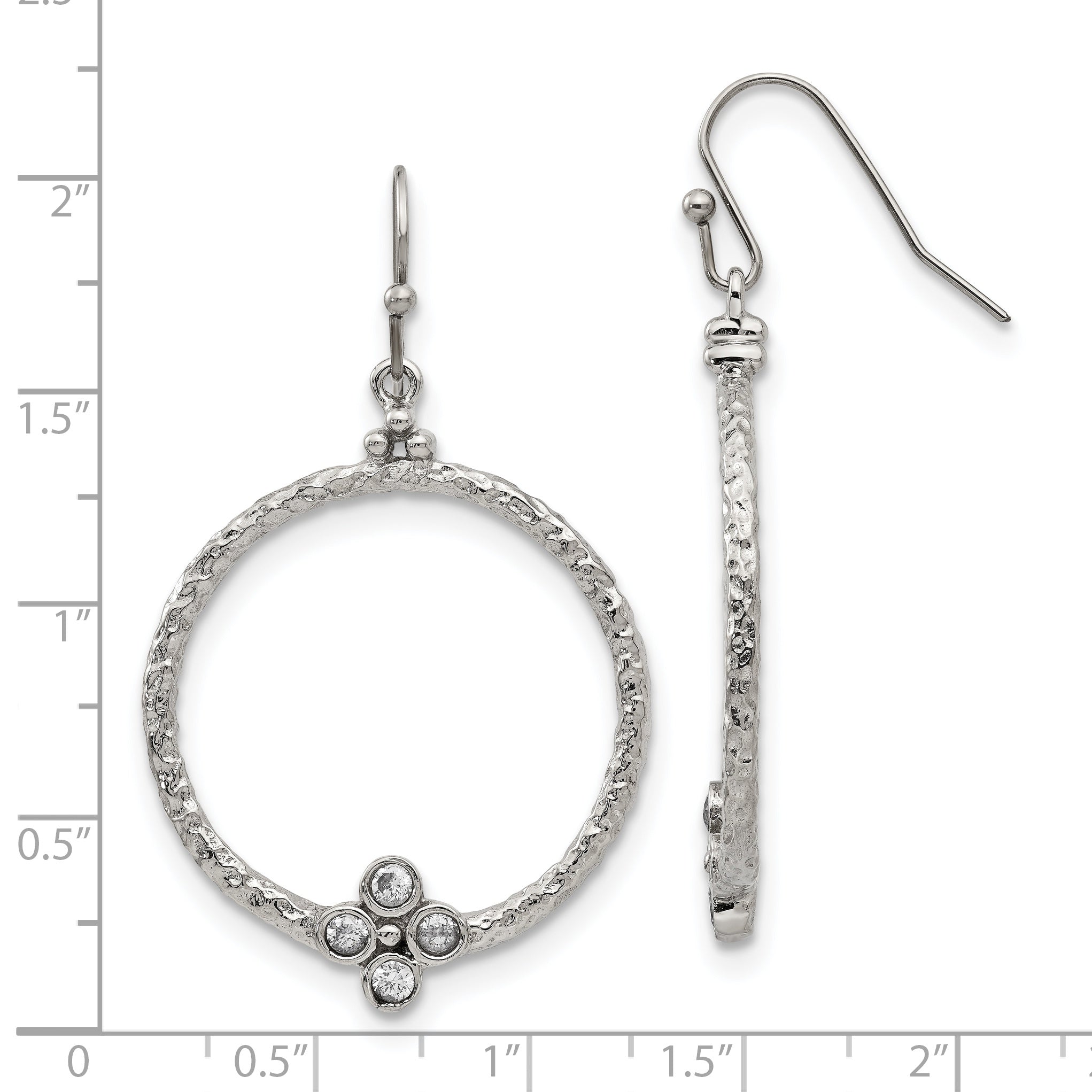 CZ Shepherd Hook Drop Earrings in Stainless Steel