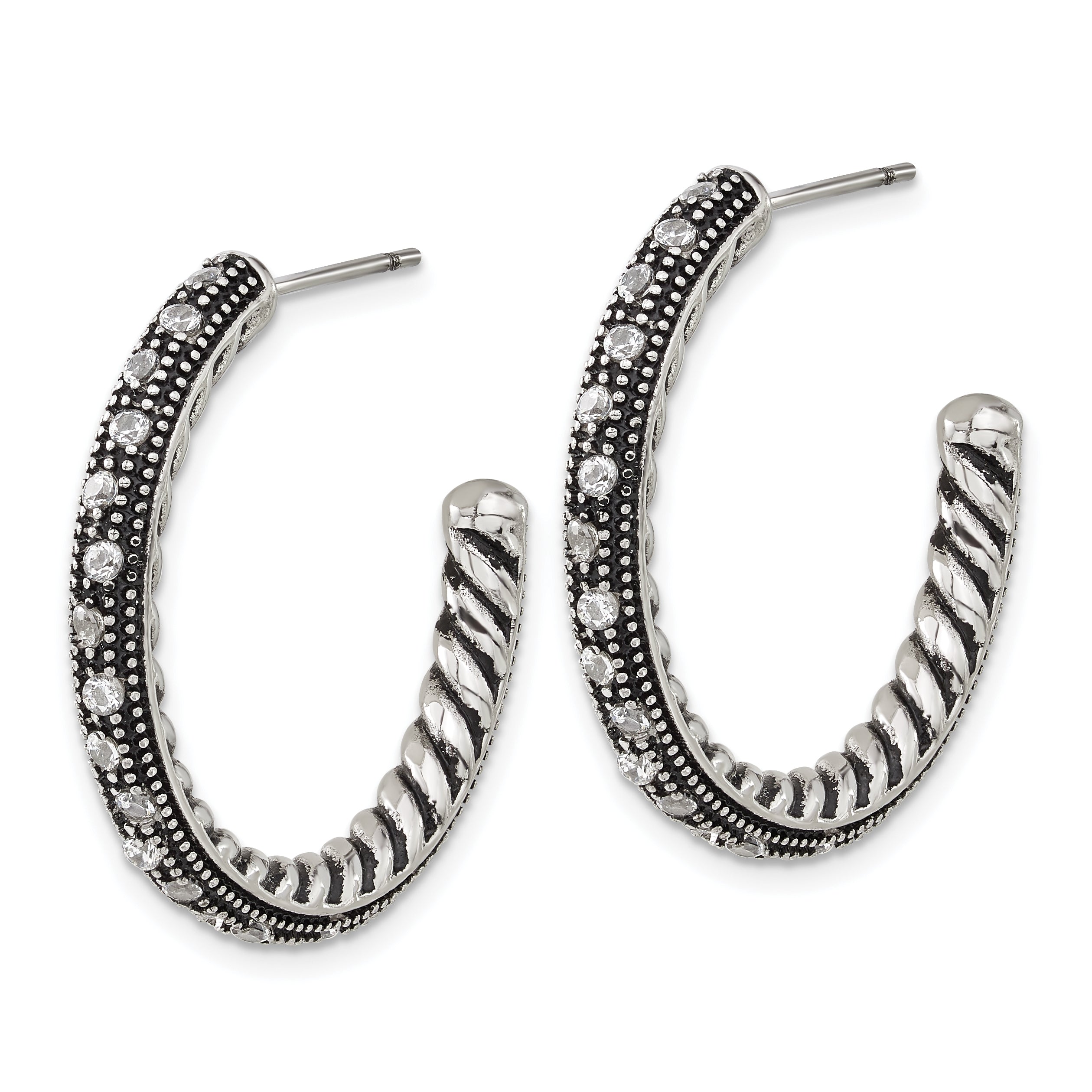 Cubic Zirconia Hoop Earrings in Stainless Steel