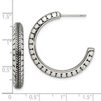 Sophia Jewelers Stainless Steel C-Hoop Earrings with Polished Antiqued Finish