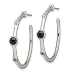 Sophia Jewelers Stainless Steel Earrings with Black Onyx and CZ Elegance