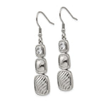 CZ Square Drop Earrings in Stainless Steel