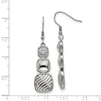CZ Square Drop Earrings in Stainless Steel