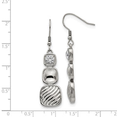 Sophia Jewelers Stainless Steel CZ Dangle Earrings with Polished Finish