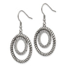 CZ Circle Dangle Earrings in Stainless Steel