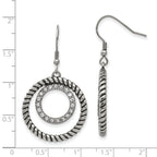 CZ Circle Dangle Earrings in Stainless Steel