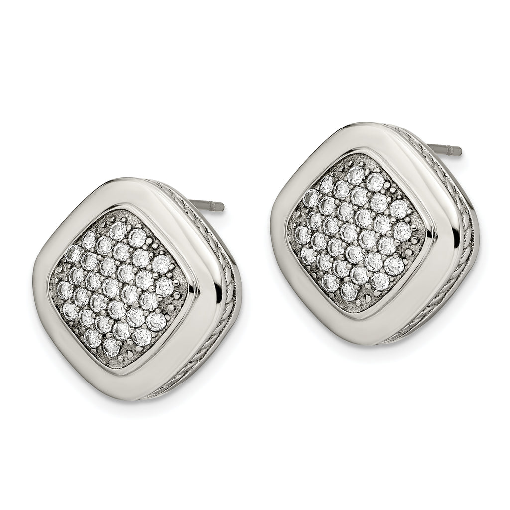 CZ Square Stud Earrings in Stainless Steel