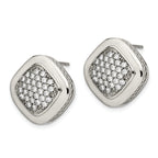 CZ Square Stud Earrings in Stainless Steel