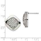 CZ Square Stud Earrings in Stainless Steel
