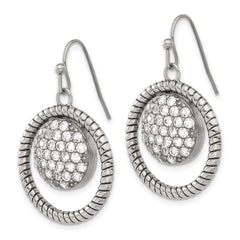 Sophia Jewelers Stainless Steel CZ Dangle Earrings Elegant Polished Finish