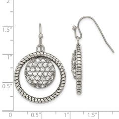 Sophia Jewelers Stainless Steel CZ Dangle Earrings Elegant Polished Finish