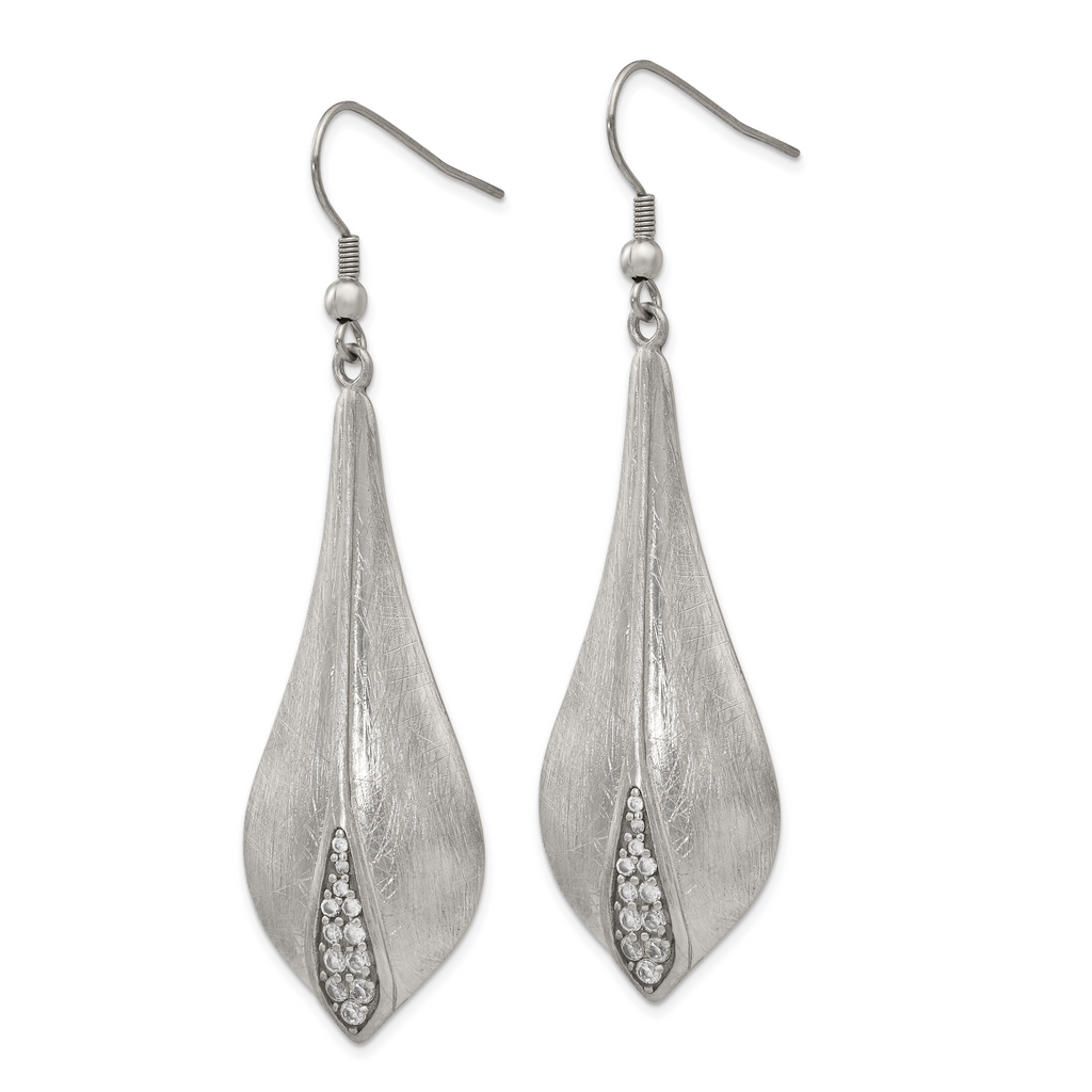 CZ Dangle Drop Earrings in Stainless Steel
