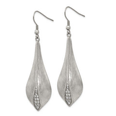Sophia Jewelers Women's Stainless Steel CZ Dangle Earrings Elegant Brushed Finish