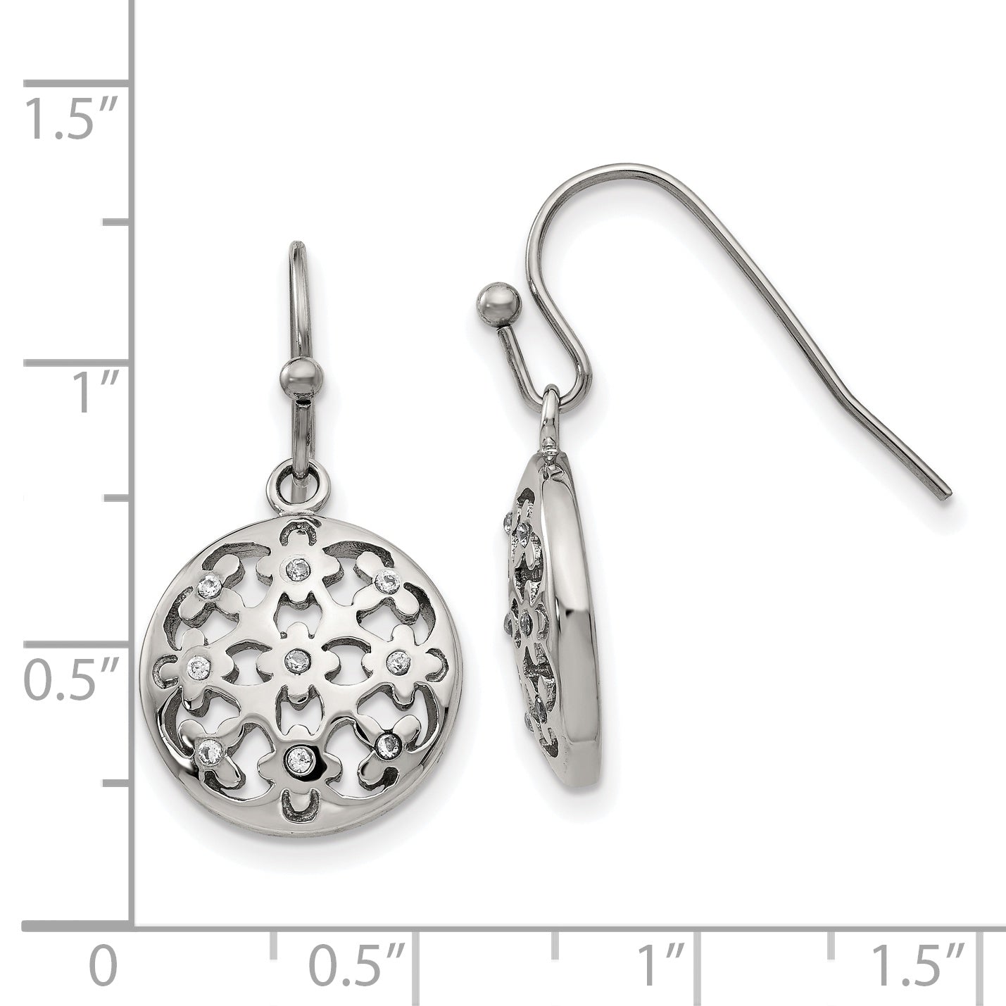 Sophia Jewelers Stainless Steel CZ Floral Dangle Earrings for Women