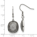 CZ Dangle Shepherd Hook Earrings in Stainless Steel
