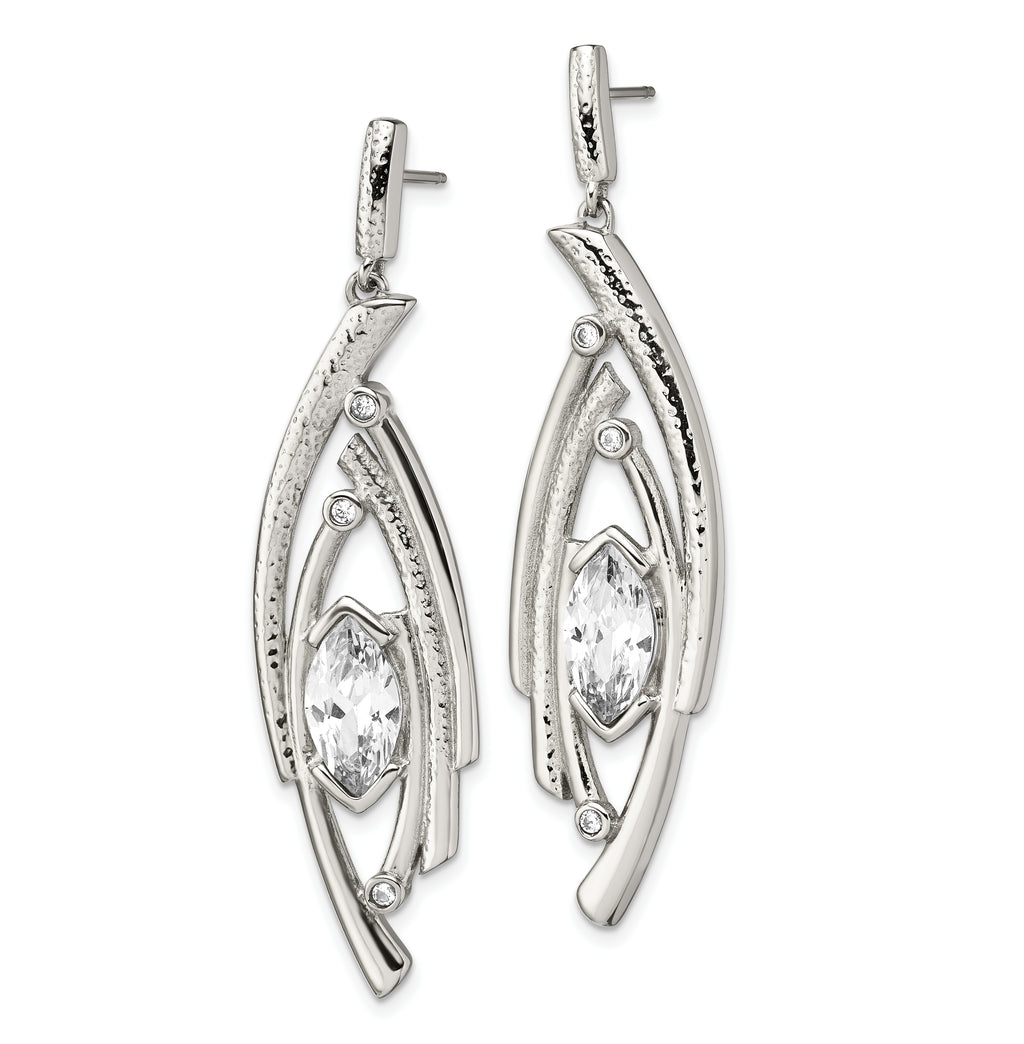 Marquise CZ Dangle Earrings in Stainless Steel