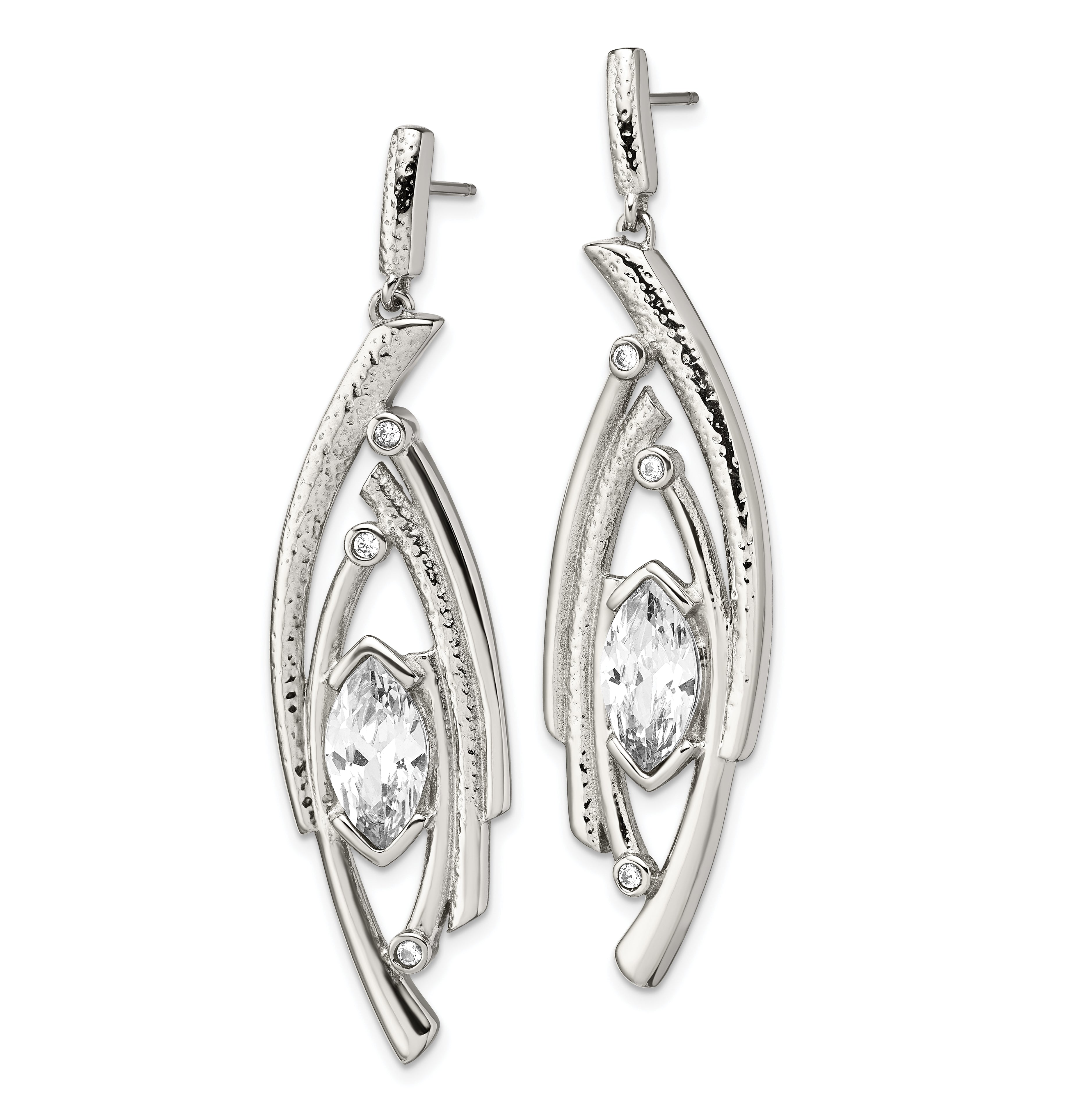 Marquise CZ Dangle Earrings in Stainless Steel