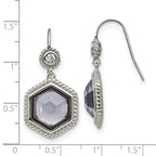 Grey Glass & CZ Drop Earrings in Stainless Steel