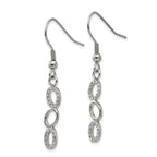 CZ Oval Dangle Earrings in Stainless Steel