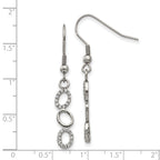 CZ Oval Dangle Earrings in Stainless Steel
