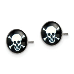 Chisel Stainless Steel Polished Skull Epoxy Post Earrings