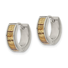 Stainless Steel & Birch Enamel Hoop Earrings with Polished Finish