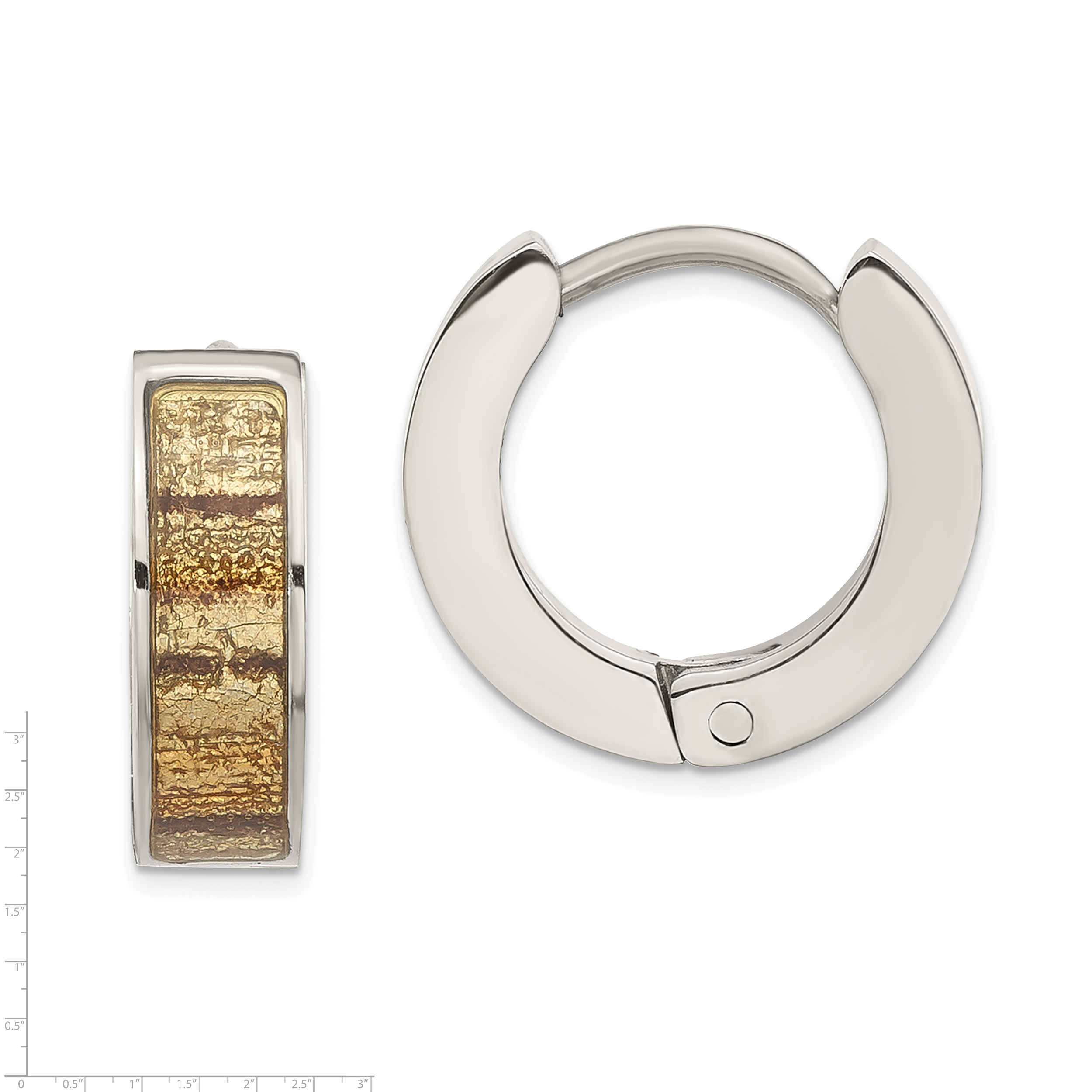 Birch Enameled Hinged Hoop Earrings in Stainless Steel