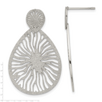 Sophia Jewelers Polished Stainless Steel Teardrop Starburst Earrings