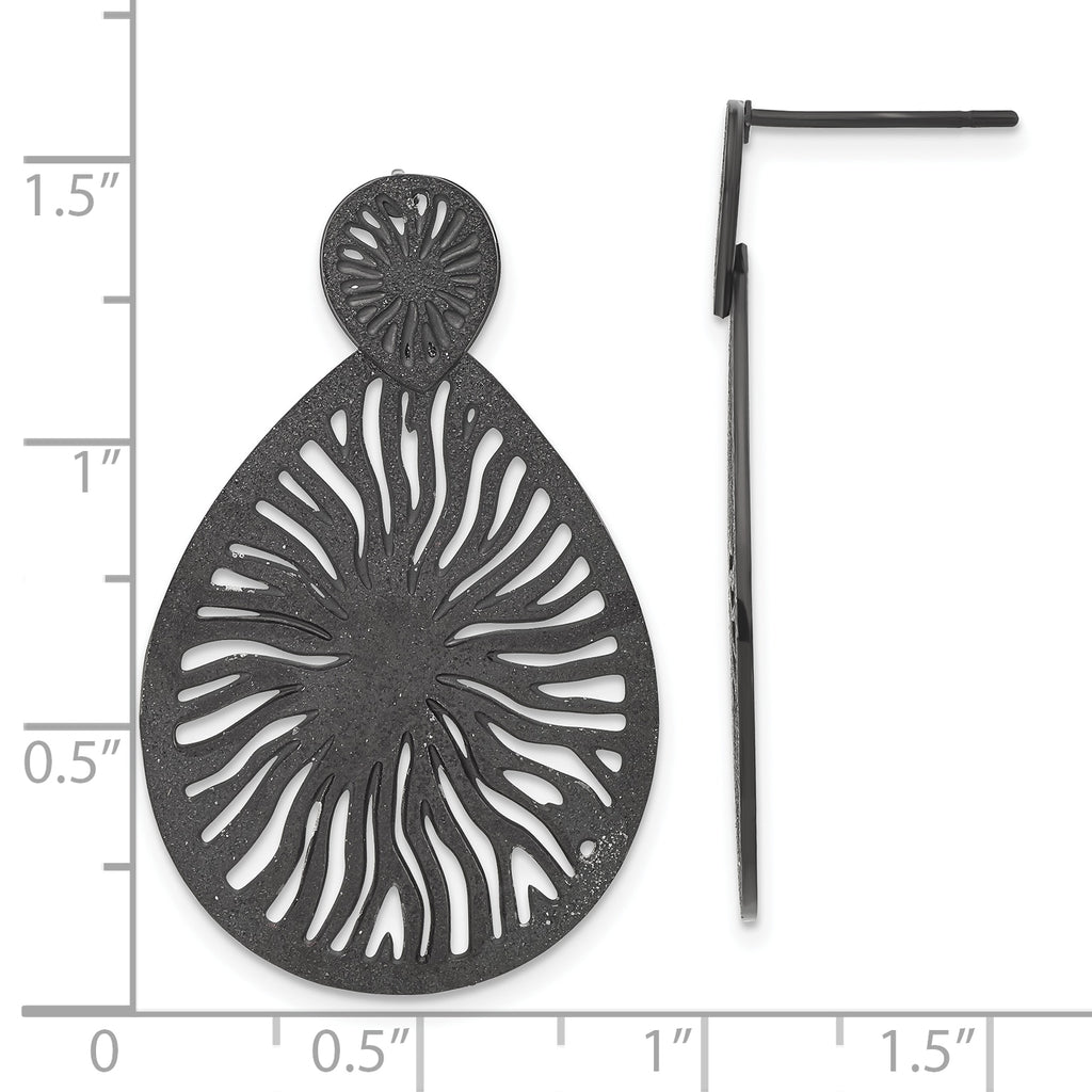 Sophia Jewelers Black IP-Plated Stainless Steel Starburst Dangle Earrings