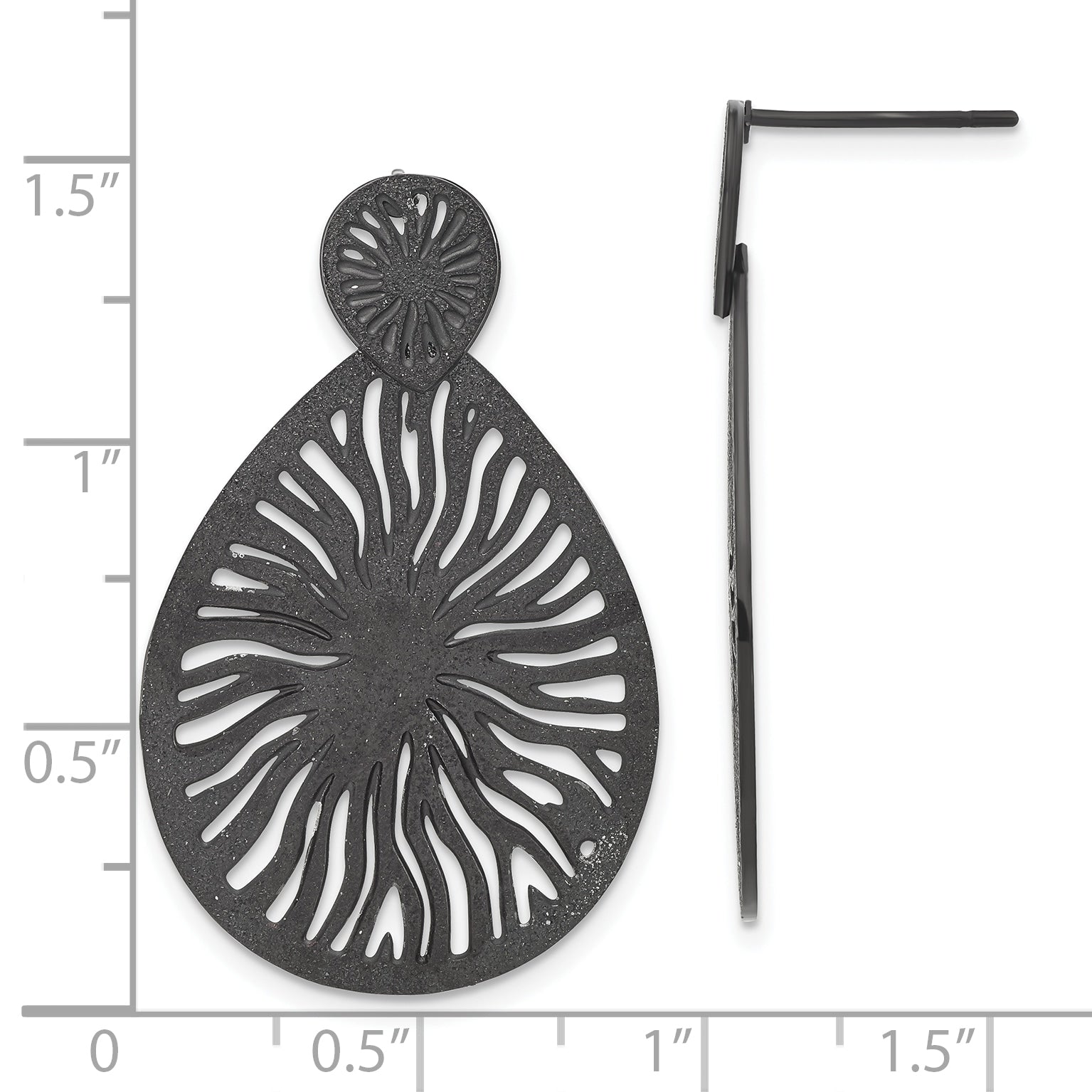 Sophia Jewelers Black IP-Plated Stainless Steel Starburst Dangle Earrings