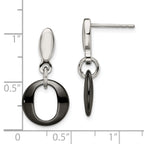 Sophia Jewelers Polished Stainless Steel and Black Ceramic Dangle Earrings
