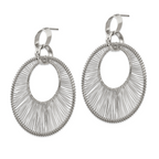 Textured Wire Circular Dangle Earrings in Stainless Steel