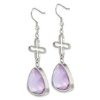 Sophia Jewelers Polished Stainless Steel Flower Shepherd Hook Earrings