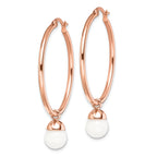 Sophia Jewelers Rose IP-Plated Stainless Steel Jade Hoop Earrings