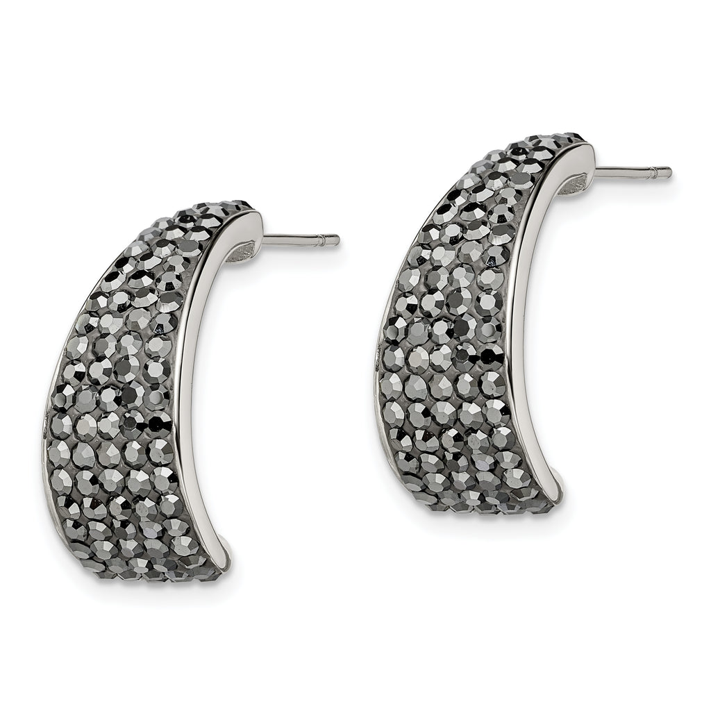 Crystal J-Hoop Post Earrings in Stainless Steel