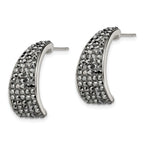 Crystal J-Hoop Post Earrings in Stainless Steel