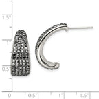 Crystal J-Hoop Post Earrings in Stainless Steel