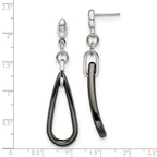 Black Ceramic & CZ Dangle Earrings in Stainless Steel