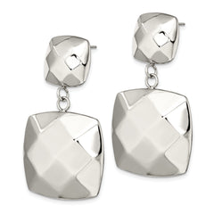 Stainless Steel Polished Hollow Squares Post Dangle Earrings