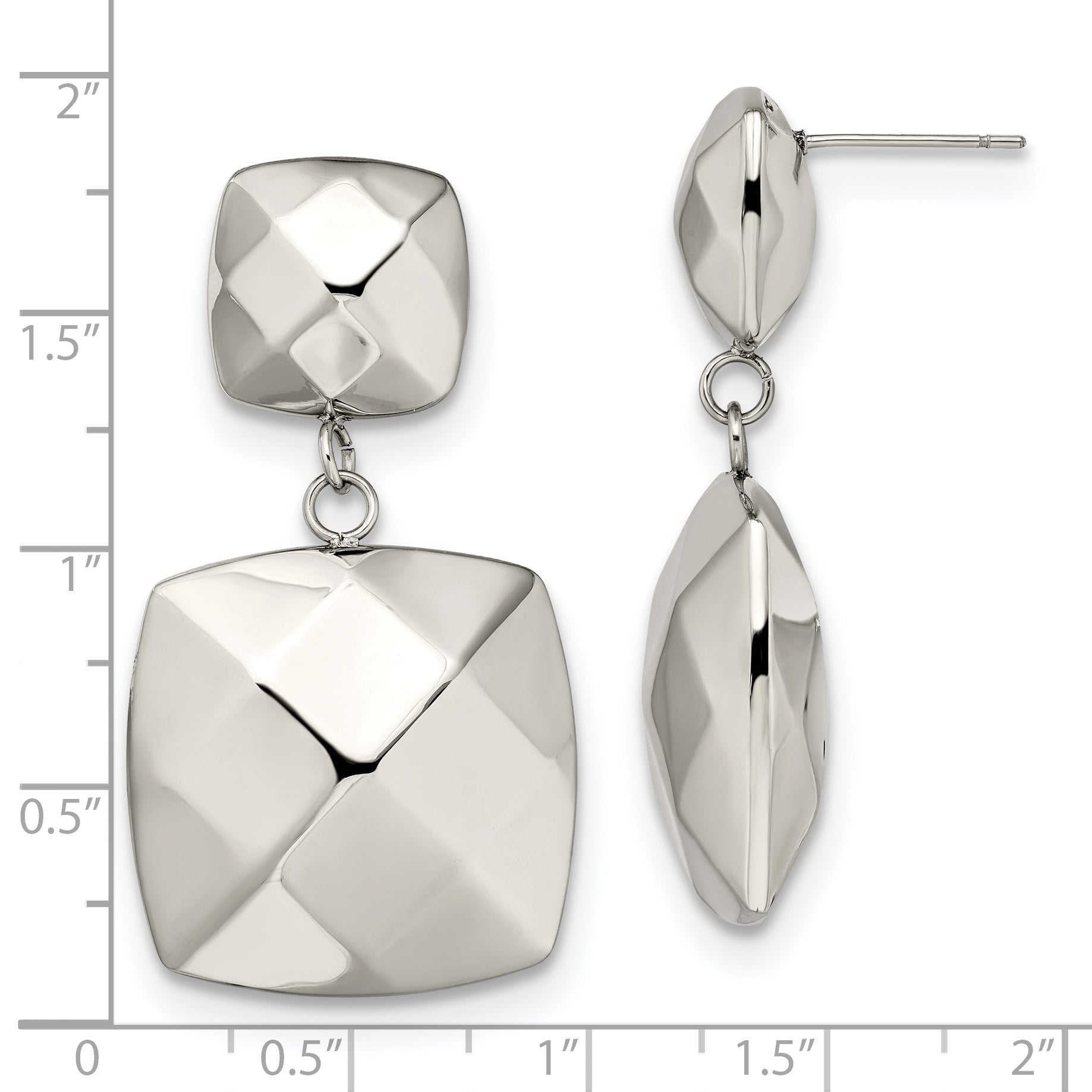 Stainless Steel Polished Hollow Squares Post Dangle Earrings