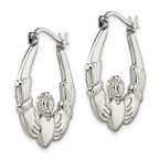 Sophia Jewelers Stainless Steel Polished Claddagh Hoop Earrings Gift Ready
