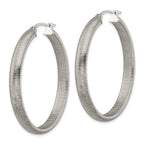 Polished & Textured Oval Hoop Earrings in Stainless Steel